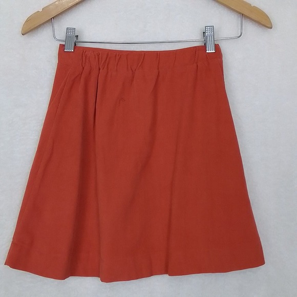 Anais & I Girls Gemma Skirt Sz 10 Orange Cotton Corduroy Mini Skirt Fringe Seams - Picture 2 of 11